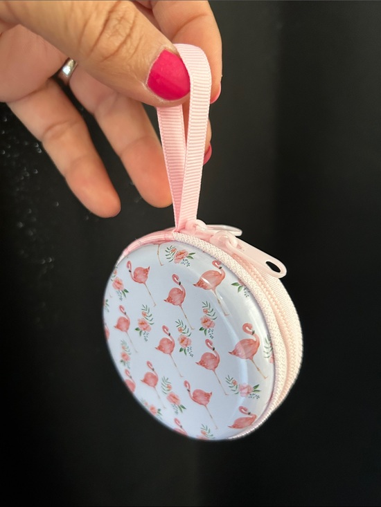 Accessories - Pink Flamingo Round Zip Pouch earplug/ coin case